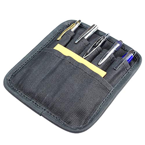 Hide & Drink, Waxed Canvas Belt Marker Pouch, Pocket Organizer, Pen Holder, Stationery Accessories, Handmade Includes 101 Year Warranty (Charcoal Black)