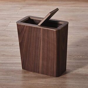 zzff wood trash can wastebasket,household bathroom living room rectangular trash bin,narrow space garbage can with swing lid d 26.5x13x30cm(10x5x12inch)