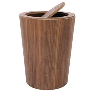 zzff wood trash can with swing lid,round kitchen garbage can,japanese small waste bin wastebasket for office bathroom livingroom a 19x19x30cm(7x7x12inch)