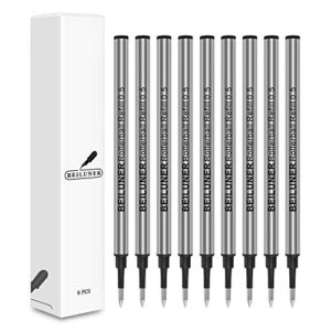 0.5mm replaceable refills compatible for beiluner luxury wooden ballpoint pen writing set, black ink, direct insertion - 9 pack