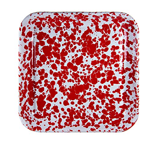 Golden Rabbit Enamelware - Red Swirl Pattern - Set of 2 - Square Trays