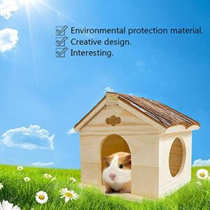 Hamiledyi Hamster Wooden House, Natural Handcrafted Small Animal Hideout Hut Chew Cage Toy for Guinea Pig Chinchilla Rat Mouse Gerbil Hedgehog