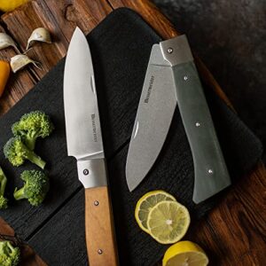 Messermeister Adventure Chef Folding 6” Chef’s Knife - German Steel & Carbonized Maple Handle - Rust Resistant & Easy to Maintain