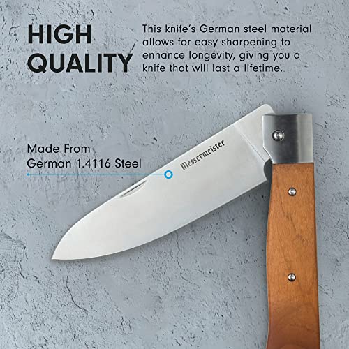 Messermeister Adventure Chef Folding 6” Chef’s Knife - German Steel & Carbonized Maple Handle - Rust Resistant & Easy to Maintain