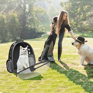 Henkelion Cat Backpack Carrier Bubble Carrying Bag, Small Dog Backpack Carrier for Small Medium Dogs Cats, Space Capsule Pet Carrier Dog Hiking Backpack, Airline Approved Travel Carrier - Black