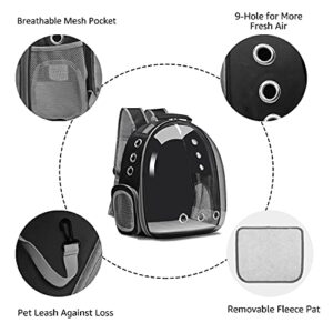 Henkelion Cat Backpack Carrier Bubble Carrying Bag, Small Dog Backpack Carrier for Small Medium Dogs Cats, Space Capsule Pet Carrier Dog Hiking Backpack, Airline Approved Travel Carrier - Black