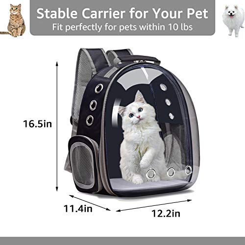 Henkelion Cat Backpack Carrier Bubble Carrying Bag, Small Dog Backpack Carrier for Small Medium Dogs Cats, Space Capsule Pet Carrier Dog Hiking Backpack, Airline Approved Travel Carrier - Black