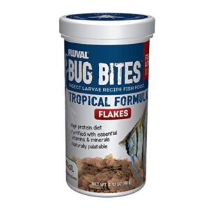 fluval bug bites tropical fish food, flakes for small to medium sized fish, 3.17 oz, a7332, brown