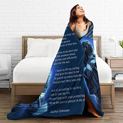 Fireman's Prayer Adult Kids Fleece Blanket Throw Blanket Ultra-Soft Micro Fleece Blanket for Bed Living Room 60"x50"
