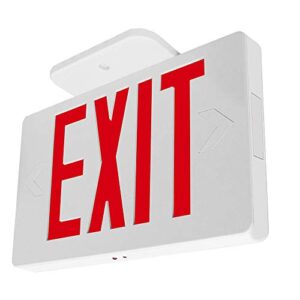 LFI Lights | Thin Red Exit Sign | All LED | White Thermoplastic Housing | Hardwired with Battery Backup | Optional Double Face and Knock Out Arrows Included | UL Listed | (4 Pack) | LEDT-R