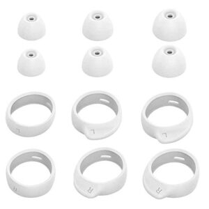 bllq replacement for samsung galaxy buds wingtips ear tips 12 pcs accessories, silicone earhooks earbuds cover eargels eartips for galaxy buds 2019, white 12pcs