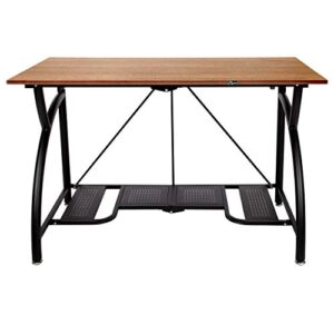 origami folding computer desk for office study students bedroom home gaming and craft - space saving foldable desk table, fits dual monitors and laptop, collapsible, no assembly required (wood, large)