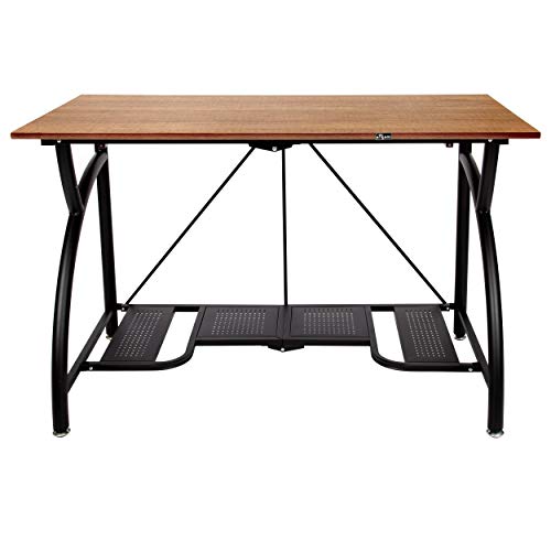 Origami Folding Computer Desk for Office Study Students Bedroom Home Gaming and Craft - Space Saving Foldable Desk Table, Fits Dual Monitors and Laptop, Collapsible, No Assembly Required (Wood, Large)