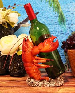 ebros nautical coastal dancing red lobster drunken cajun creole delight wine bottle holder caddy figurine home kitchen dining party hosting decor sea life marine shell seafood shrimping fishing statue