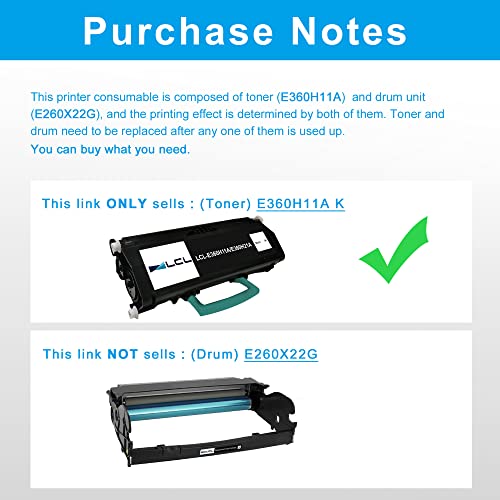 LCL Remanufactured Toner Cartridge Replacement for Lexmark E360H11A E360H21A 9000 Pages E360,E360d, E360dn, E360dt, E360dtn, E460d, E460dn, E460dw, E460dtn, E462dtn (1-Pack Black)