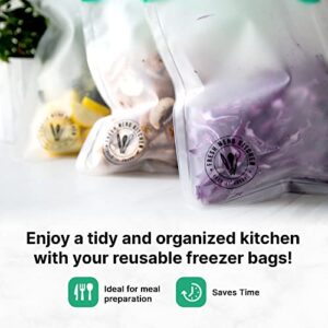 Reusable Snack Bags, Extra Thick, Gallon Size Freezer Bags, Food Storage Bags with Airtight Zipper Seal, Transparent, Ideal for Fridge and Kitchen Storage, Pack of 3 - Fresh Menu Kitchen