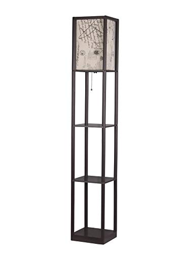 Adesso SL1162-25 Script Shelf Floor Lamp, Brown