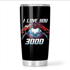 Avengersss Endgame Tony Stark Iron-Man I Love You 3000 Stainless Steel Tumbler 20oz Travel Mug