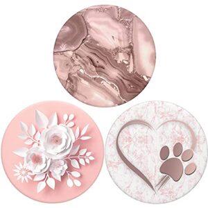 universal cell phone stand and tablet holder (3 pack) - heart rose gold marble flower white pink