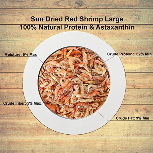 Amzey Dried Large Red Shrimp 198 Grams - Sun Dried 7 oz- Aquatic Turtle Food, Betta Fish Food, Tropical Fish Food, Crab Food, Reptile Food, Aquatic Fish Foods, Aquatic Pets Food