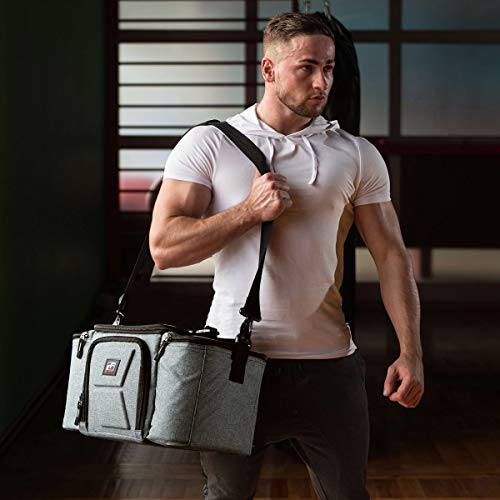 RitFit Upgraded Meal Prep Lunch Bag with 3 Containers for Men and Women, Large Lunch Box for Gym,Work,and Trips, Come with Shoulder Strap,Ice Packs and Free Recipes