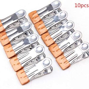 ZYAMY 10pcs Multi Function Windproof Clothes Clip Stainless Steel Small Heavy Metal Spring Clamps Gold Color 23x56mm for Drying Clothes