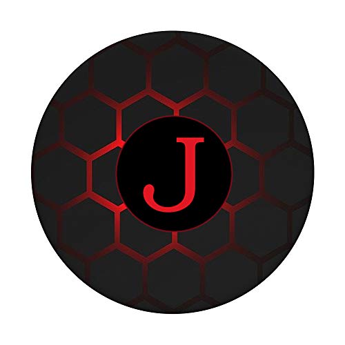 Phone Pop Up Holder,Monogram Initial Cool Red Black Letter J PopSockets PopGrip: Swappable Grip for Phones & Tablets