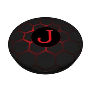 Phone Pop Up Holder,Monogram Initial Cool Red Black Letter J PopSockets PopGrip: Swappable Grip for Phones & Tablets