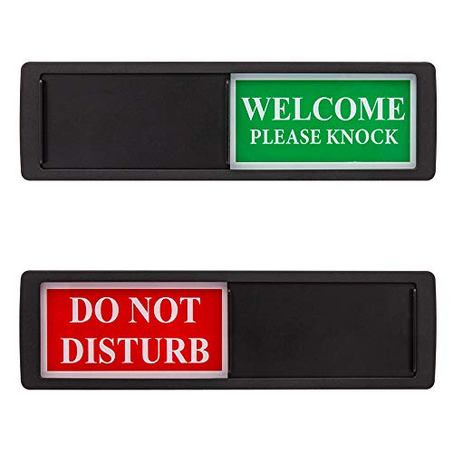 Privacy Sign - Do Not Disturb/Welcome Sign for Home Office Restroom Conference Hotel Hospital, Easy to Read Non-Scratch Magnetic Slider Door Indicator Sign with Clear, Bold & Colored Text - Black