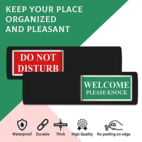 Privacy Sign - Do Not Disturb/Welcome Sign for Home Office Restroom Conference Hotel Hospital, Easy to Read Non-Scratch Magnetic Slider Door Indicator Sign with Clear, Bold & Colored Text - Black