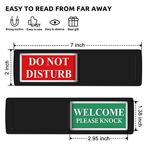 Privacy Sign - Do Not Disturb/Welcome Sign for Home Office Restroom Conference Hotel Hospital, Easy to Read Non-Scratch Magnetic Slider Door Indicator Sign with Clear, Bold & Colored Text - Black