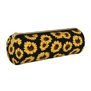 sunflower cylinder pencil case holder zipper pen bag pouch stationery cosmetic bag