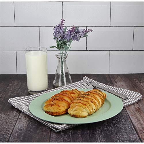 10 Inch Wheat Straw Flat Plastic Plates Set (6 Dinner Plates) - Dishwasher & Microwave Safe - Unbreakable Reusable Lightweight Eco Friendly & BPA Free Dinnerware - Dishes for Kids Toddlers & Adults