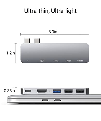 USB C Adapter for MacBook Pro 2020, MacBook Adapter HDMI, MacBook Air M1 USB Multiport USB C Hub with 4K HDMI, Thunderbolt 3, for MacBook Pro 13"-16" 2021-2016, MacBook Air 2021-2018