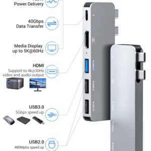 USB C Adapter for MacBook Pro 2020, MacBook Adapter HDMI, MacBook Air M1 USB Multiport USB C Hub with 4K HDMI, Thunderbolt 3, for MacBook Pro 13"-16" 2021-2016, MacBook Air 2021-2018