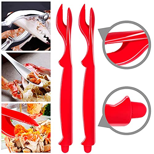 YGAOHF Crab Crackers and Tools, 12 Pcs Professional Seafood Tools Set includes 3 Crab Crackers, 3 Lobster Shellers, 3 Crab Leg Forks/Picks, 3 Disposable Lobster Bibs and Storage Bag, Dishwasher Safe