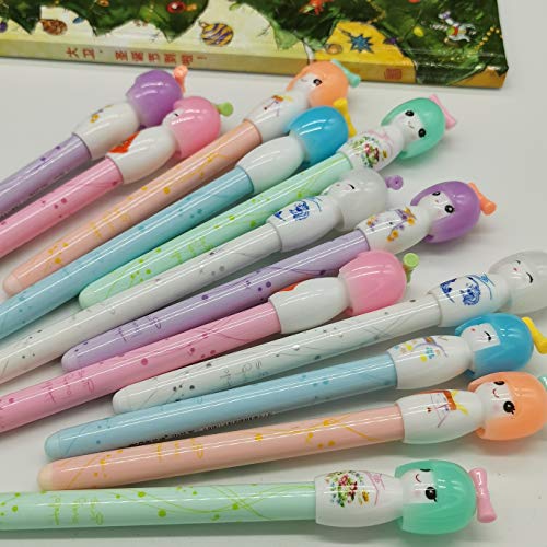 Baby bells Cartoon Small Fresh Japanese Doll colored gel pens, writing 0.38mm black ink roll pen (12PCS)