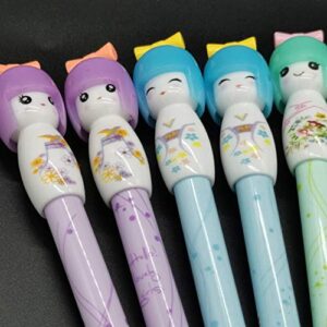 Baby bells Cartoon Small Fresh Japanese Doll colored gel pens, writing 0.38mm black ink roll pen (12PCS)