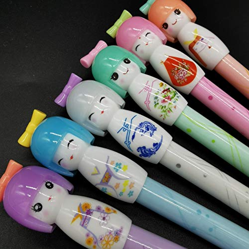 Baby bells Cartoon Small Fresh Japanese Doll colored gel pens, writing 0.38mm black ink roll pen (12PCS)