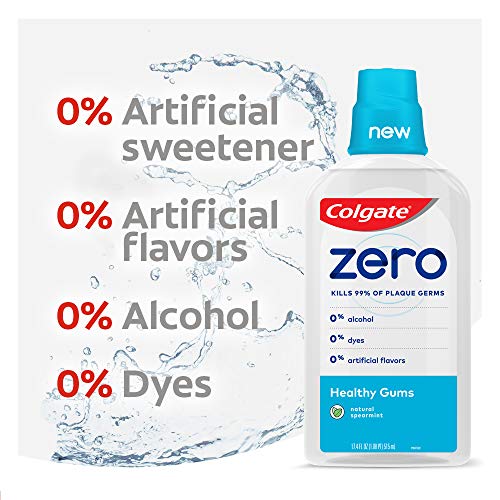 Colgate Zero for Healthy Gums Alcohol Free Mouthwash with CPC (Cetylpyridinium Chloride), Natural Spearmint - 515 mL, 17.4 Fluid Ounce