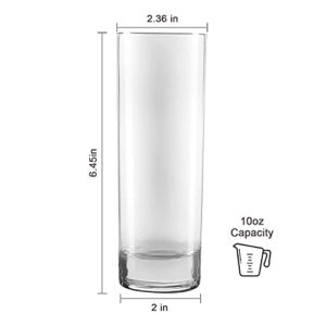 Glass Cups 10 oz,QAPPDA Clear Highballl Glass Cocktail Glass Drinking Glasses For Kitchen,Heavy Base Water Cup For Juice,Cocktails,Beverages,Drinking Cups Beer Cups Set Of 12 KTY1002