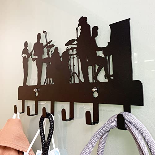 Homie Bay Key Hooks 12 Inch Metal Personalized Modern Home Entryway Small Wall Mounted Mail and Key Holder Hanger Ring Key Rack Organizer for Music Room Wall Decorative, Black.