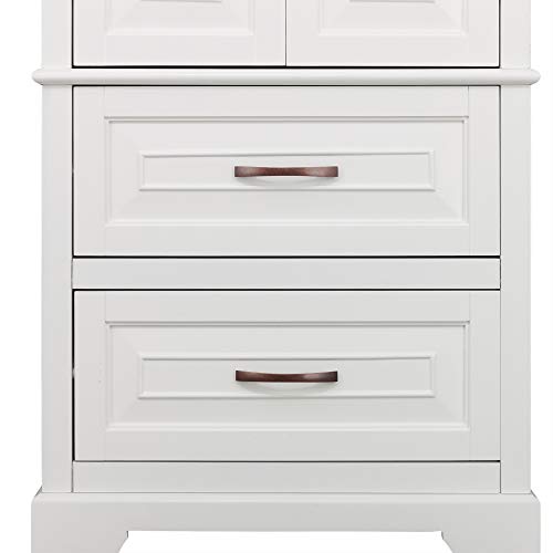 Teamson Home St James Linen Tower with 2 Doors and 2 Drawers with White Finish