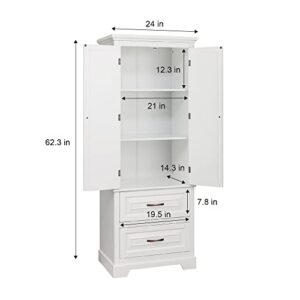 Teamson Home St James Linen Tower with 2 Doors and 2 Drawers with White Finish