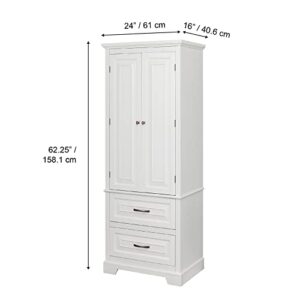 Teamson Home St James Linen Tower with 2 Doors and 2 Drawers with White Finish