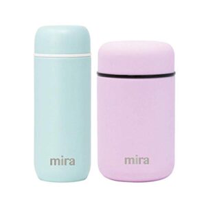 mira kids lunch bundle with 7oz insulated bullet flask (pearl blue) and 13.5oz insulated food jar (lilac)