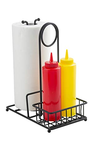 Paper Towel & Condiment Caddy - 10"L x 6"W x 12.25"H, Steel, Black