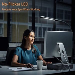 LED Desk Lamp with Clamp,Flexible Gooseneck Clamp Lamp,Dimmable,Touch Control 3 Color Modes,Eye-Care Table Light with Adjustable Arm,Architect Lamp for Home/ Office /Workbench/Reading Working Black