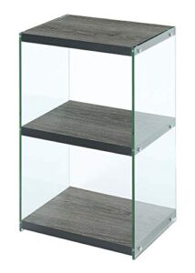 convenience concepts soho 3 tier tower bookcase, weathered gray