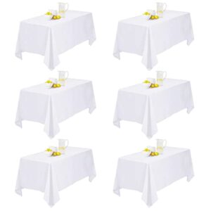taniash 6 pack white tablecloths for rectangle tables 60 x 102 inch,wrinkle resistant polyester table cloth for 6 foot table,great for wedding banquet restaurant/parties/baby shower